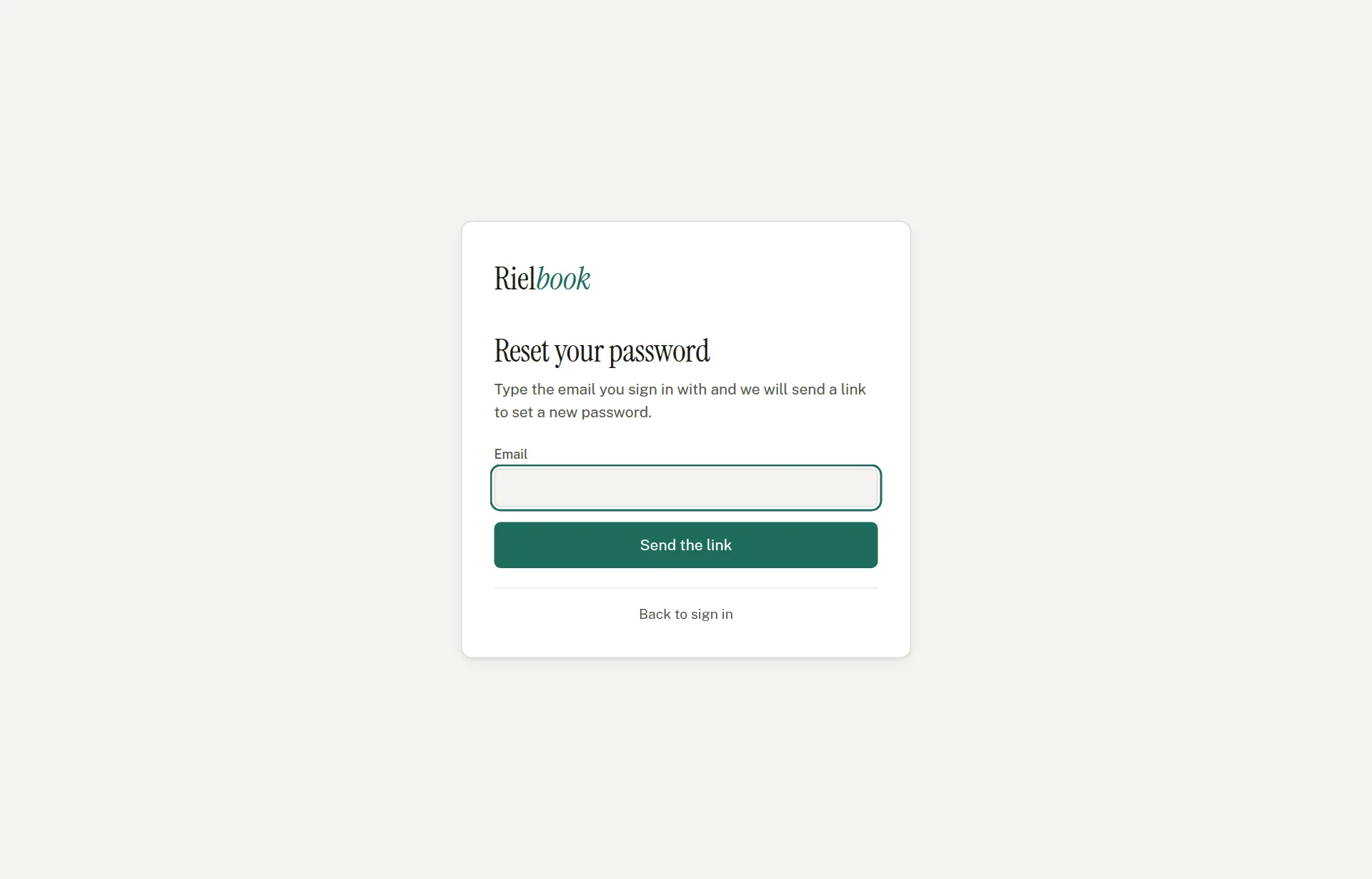 The forgotten-password screen